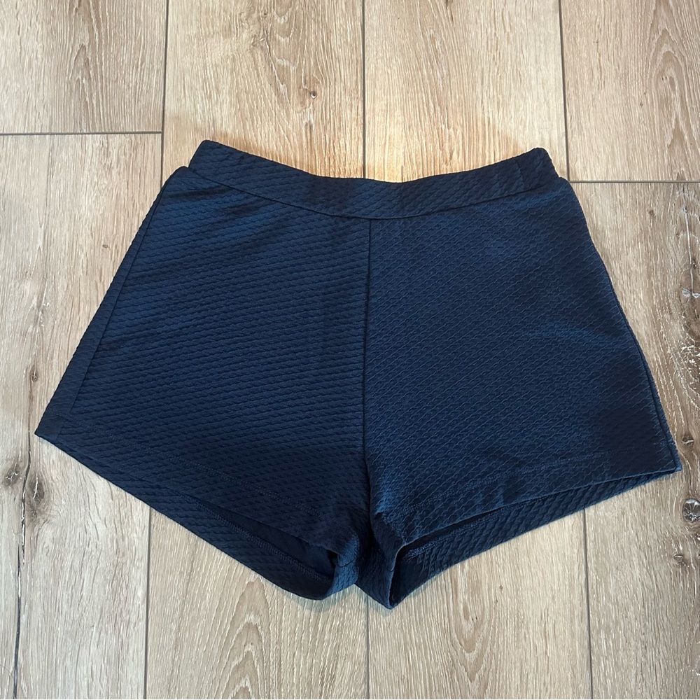 Casual Navy Blue Waffle Shorts Stretchy Comfortable Loungewear Small